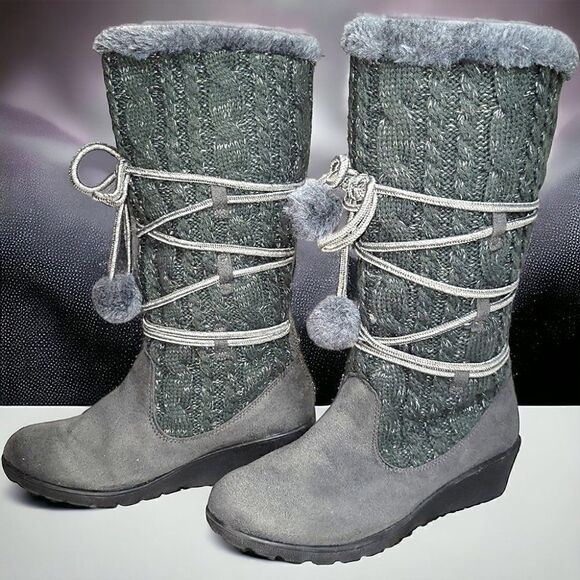 Justia Gray metallic Silver Lined Calf Boots - Picture 1 of 6